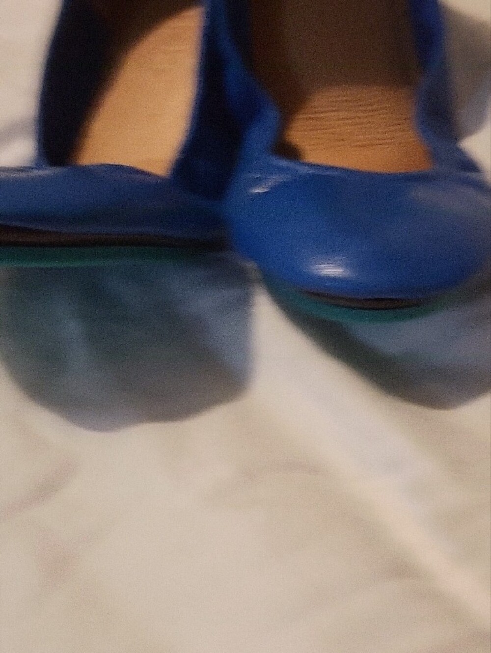 Tieks Cobalt Blue Leather Ballet Flat with Teal Sole Accent - Picture 6 of 9